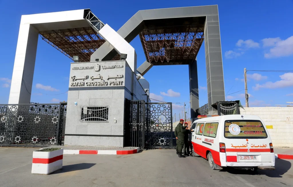 Satellite view of the newly constructed wall along the Egypt-Rafah border, highlighting the stark division it creates in the conflict-torn region.