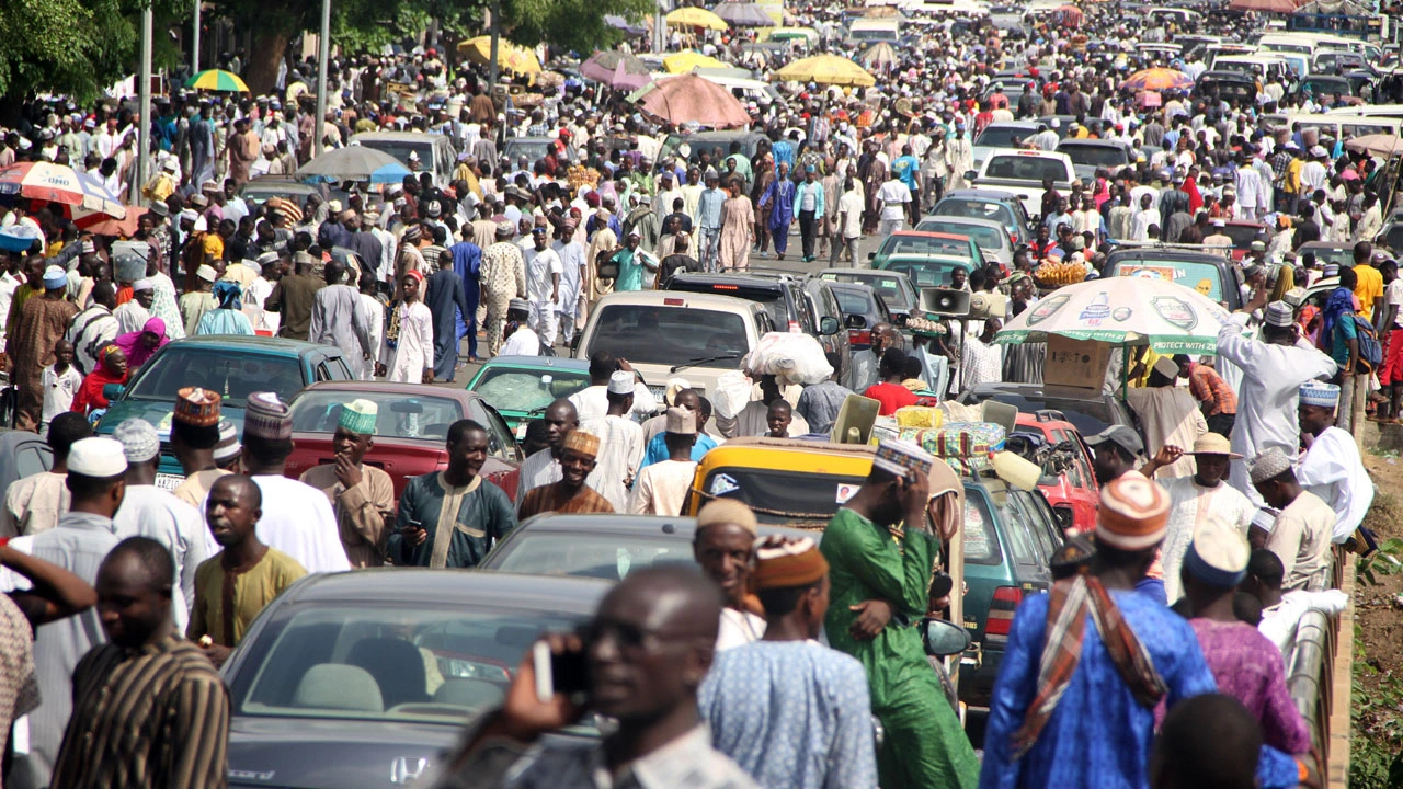 Protesters in Nigeria demanding government action amidst the country's deepening economic crisis.