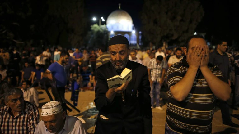 Colorful lanterns adorning a Palestinian home for Ramadan.