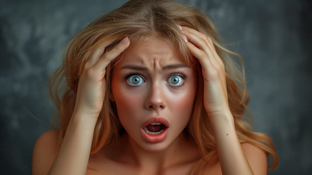 A person sitting in a calm posture, with their eyes closed, taking slow, deep breaths to manage a panic attack