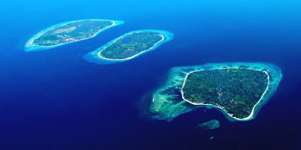 Vibrant coral reefs teeming with colorful fish and marine creatures, Gili Islands.