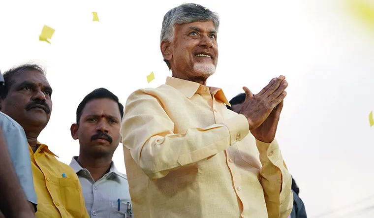 Andhra Pradesh Chief Minister Nara Chandrababu Naidu in a meeting with NDA leaders