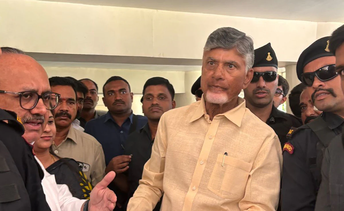 Nara Chandrababu Naidu interacting with farmers in rural Andhra Pradesh