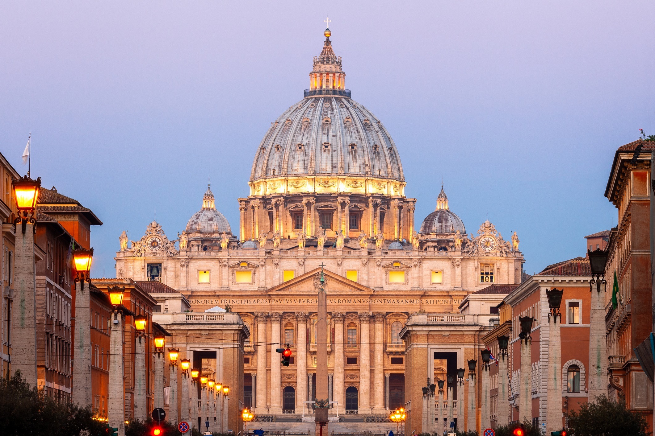 Panoramic view from the top of St. Peter's Basilica overlooking Vatican City. 