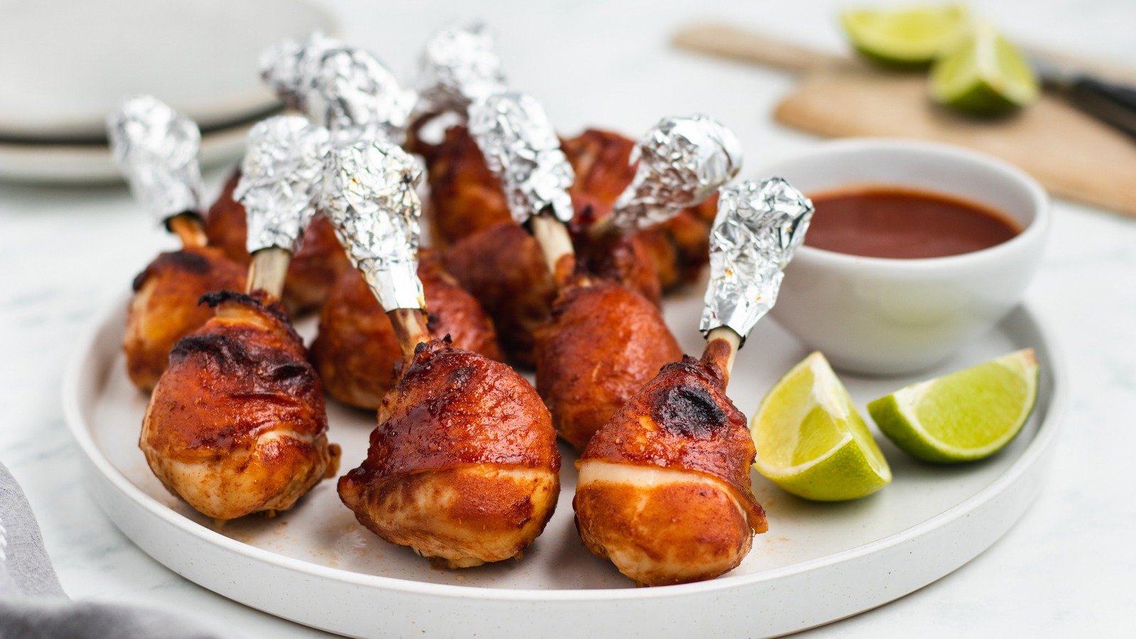 Close-up of golden fried Chicken Lollipop pieces 